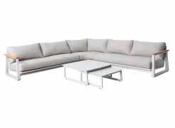Ensemble panoramique Leather II (Méridiennes D/G + angle +2 tables basses)