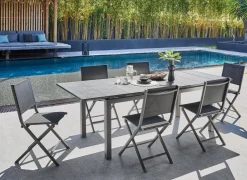 Table Hivaoa 180/240cm, plateau à lames HPL