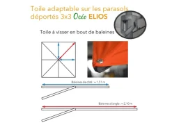 Toile Novasun pour parasol déporté 3 x 3 m Elios