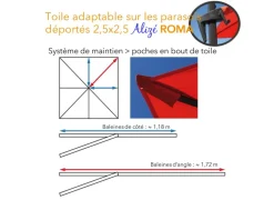Toile pour parasol déporté Roma 2.5 x 2.5 m