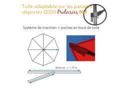 Toile pour parasol déporté ronde Ø 3,5 m