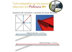 Toile pour parasol déporté 3 x 3 m