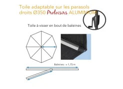 Toile pour parasol droit Alu ø 350/8 cm