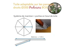 Toile pour parasol droit Bois ø300/8